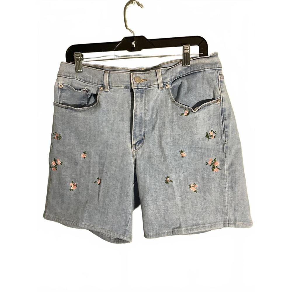 Levi Classic Embroidered Denim Shorts - Light Blue - Perfect for Summer